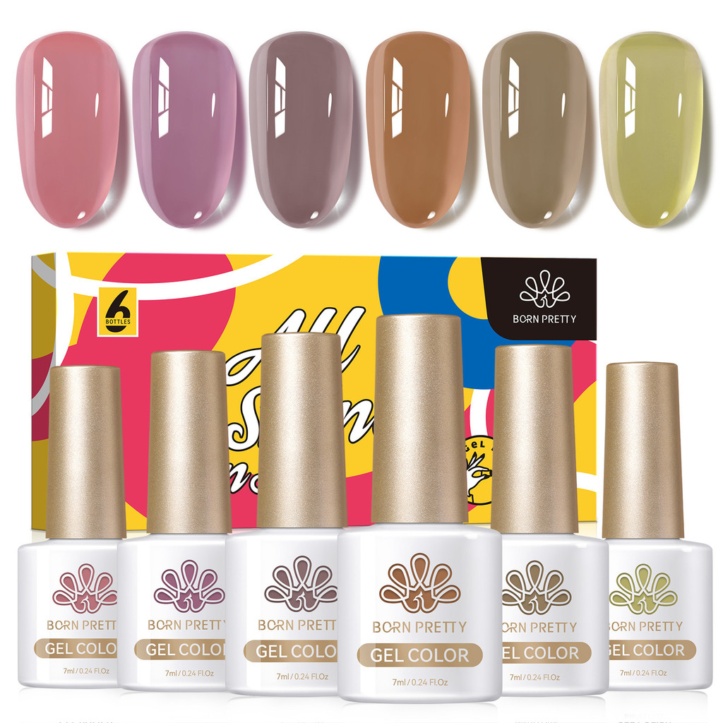 Born PRETTY Jelly Gel ชุดทาเล็บ Smoky Rose Milky Jelly Series Crystal Transparent Gel Polish Set