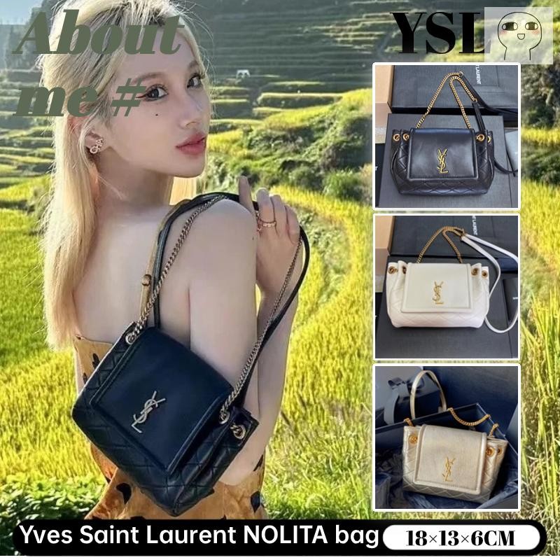 สินค้าขายดี  Yves Saint Laurent NOLITA Bag  กระเป๋าสะพายโซ่ขนาดเล็กของผู้หญิง YSL กระเป๋าสะพาย YSL