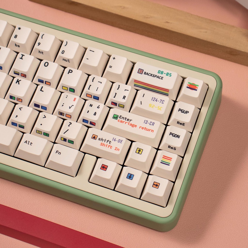 Retro Rainbow R2 พิมพ์ด้านข้าง Keycap Cherry Profile 147 คีย์ Thicken PBT 7u Spacebar ห้าด้าน Dye Su