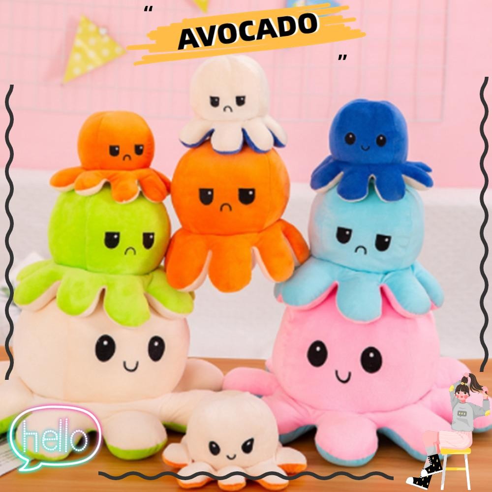Avocar ของเล่นปลาหมึกยักษ์พลิก, เปลี่ยนอารมณ์ของเล่นตุ๊กตาปลาหมึกยักษ์, ของขวัญ 20/40 ซม. หมอน Double Face เปลี่ยนตุ๊กตาปลาหมึกยักษ์เด็ก