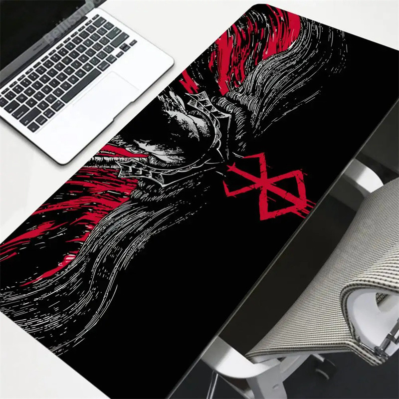 แผ่นรองเมาส์ Berserk Guts Gamer Gaming Mouse Pad Guts ดาบ Berserk อุปกรณ์เสริมคอมพิวเตอร์คีย์บอร์ดขนาดใหญ่แล็ปท็อป Padmouse ความเร็วโต๊ะ