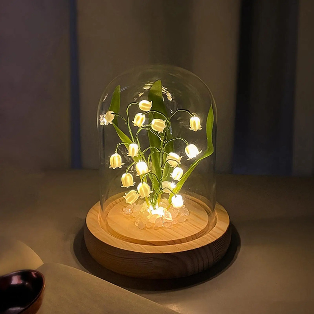 Lily of The Valley ดอกไม้ Night Light DIY โดมดอกไม้ไฟสําหรับงานแต่งงานตกแต่งห้องนอนของขวัญ