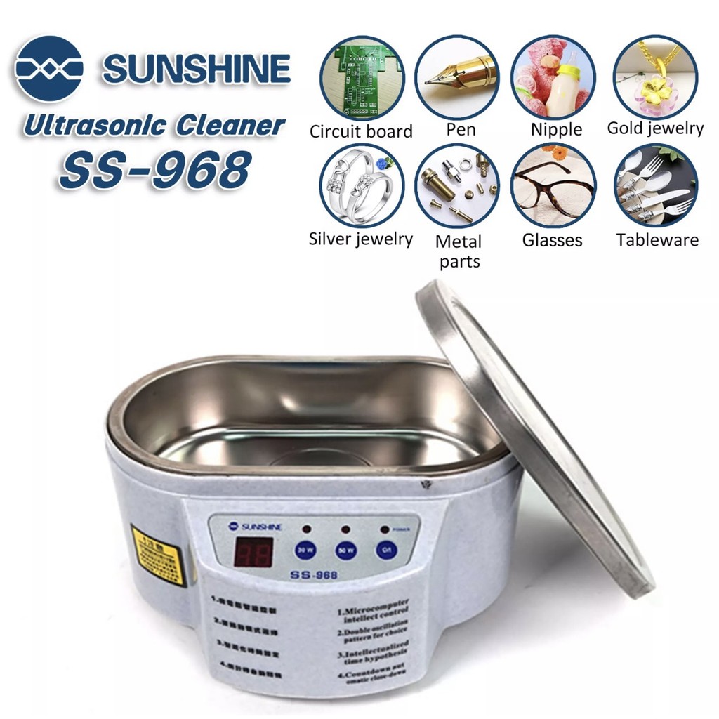 SUNSHINE SS-968 เครื่องล้าง Ultrasonic Cleaner ขนาด 600ml ทำความสะอาดได้อย่างมีประสิทธิภาพ ขนาดเล็ก ใช้งานง่าย