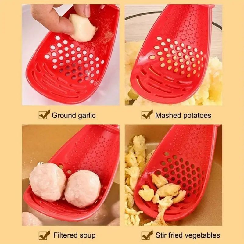 Featured  ช้อนทำอาหารหลากหน้าที่  ที่ใช้สำหรับบีบกระเทียมพลาสติก, ทำบะหมี่และกรองอาหารในครัว - รูปที่ 3
