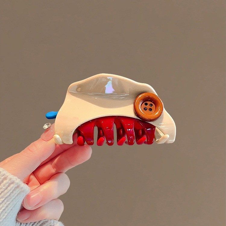 เวอร์ชั่นเกาหลี ins Niche Design Button Stitching Triangle Clip กิ๊บติดผมแฟชั่น All-Match Creative Hair Shark Clip