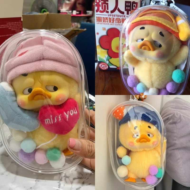 Upset ตุ๊กตาเป็ดกระเป๋า 18 ซม.โปร่งใสตุ๊กตากระเป๋าซิป Upsetduck Stuff ของเล่น Organizer กระเป๋าอุปกรณ์เสริมพวงกุญแจ