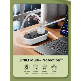 LDNIO SC2018 5M-10M 2ปลั๊กไฟต่อขยายอเนกประสงค์ 2 ช่อง เต้าเสียบปลั๊กไฟ AC 2500W สายไฟต่อปลั๊กไฟ มาตรฐาน 10A 250V ปลั
