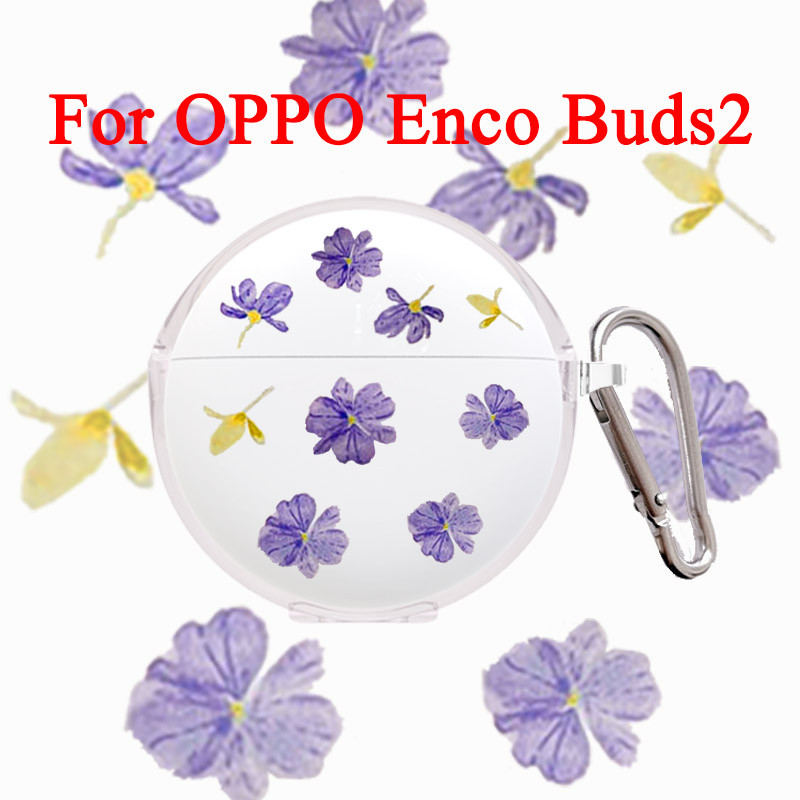 สําหรับ OPPO Enco Buds2 Buds 2 กรณีดอกไม้น่ารักโปร่งใสสําหรับ OPPO Enco Air 2i ฝาครอบป้องกันพร้อมตะขอ