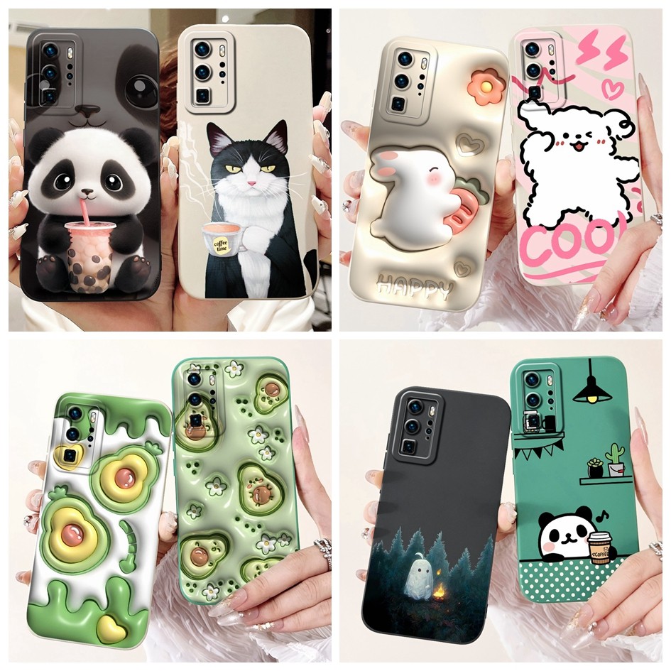 ปลอกป้องกันกล้องสําหรับ Huawei P40 กรณี ANA-NX9 ANA-LX4 น่ารักการ์ตูนฝาครอบโทรศัพท์สําหรับ Huawei P40 Pro P40Pro นุ่ม