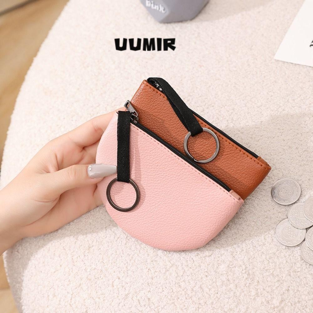 UUMIR ซิปกระเป๋าสตางค์, กระเป๋าใส่เหรียญลายลิ้นจี่หนัง ปู่, กระเป๋าเก็บของครึ่งวงกลมที่ทนทานผู้หญิงเด็กผู้หญิง