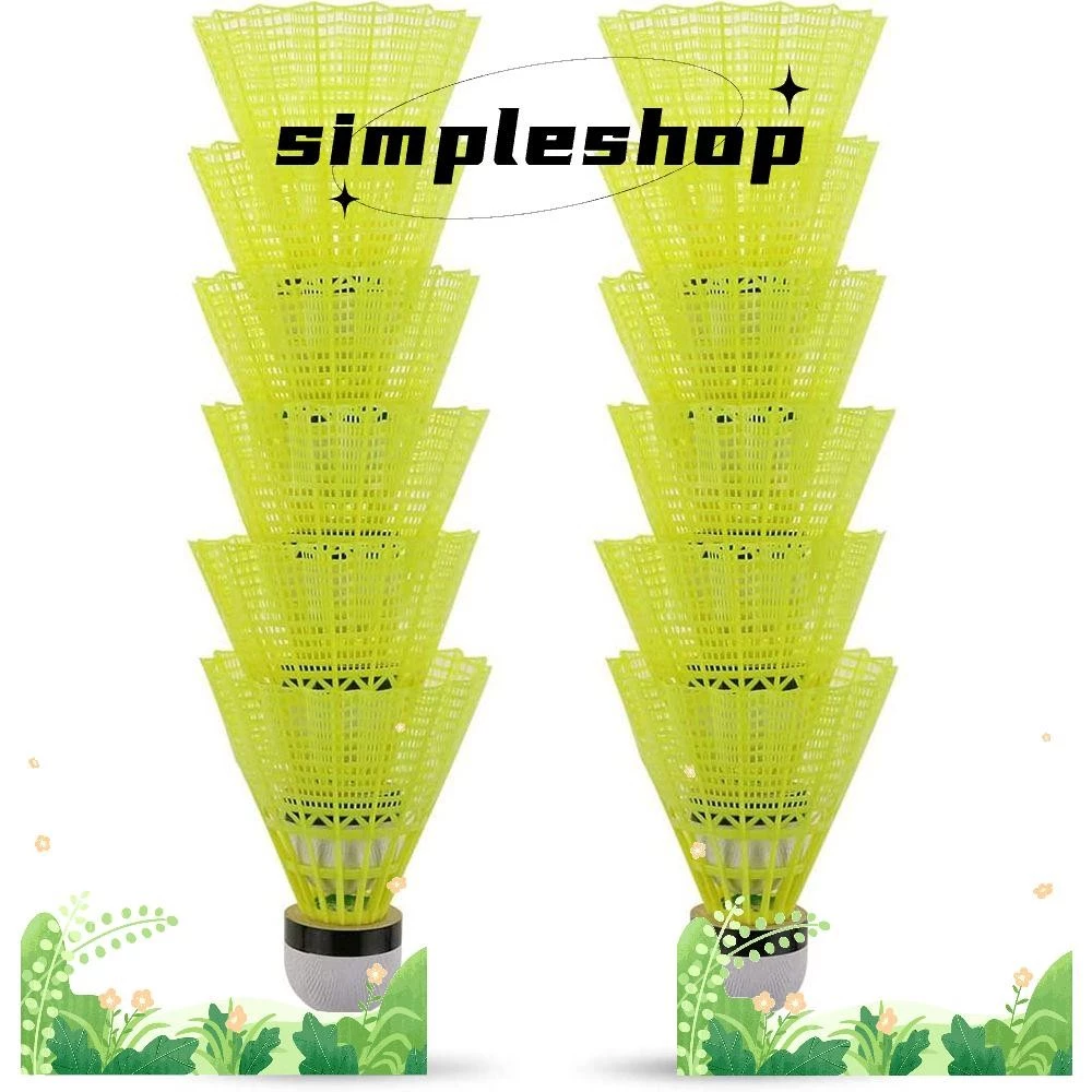 Simple 3/6/12 ชิ้นแบดมินตันลูกขนไก่กลางแจ้ง Stable ทนทานพลาสติก