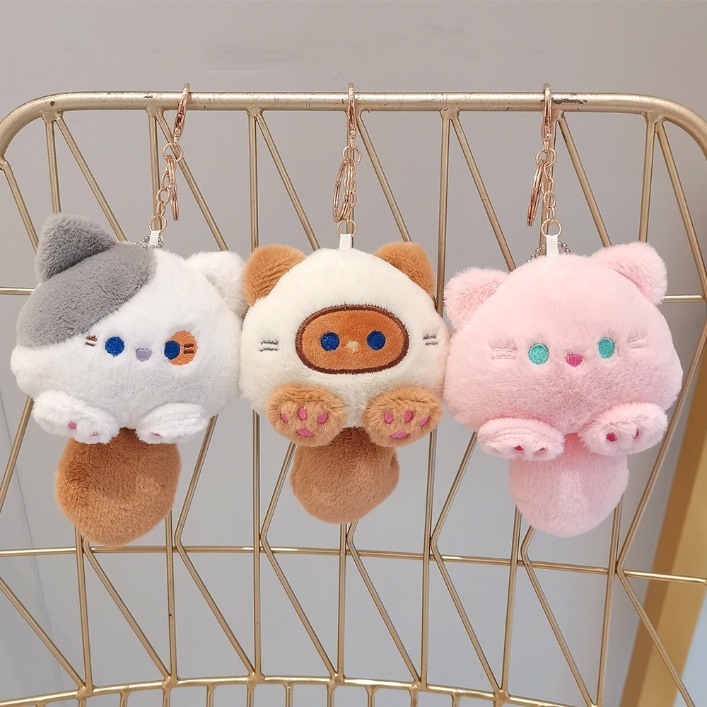 น่ารัก Squeaky Casual Cat จี้เสียงของเล่นการ์ตูนตุ๊กตาตุ๊กตาพวงกุญแจกระเป๋า Charm ของขวัญเพื่อน