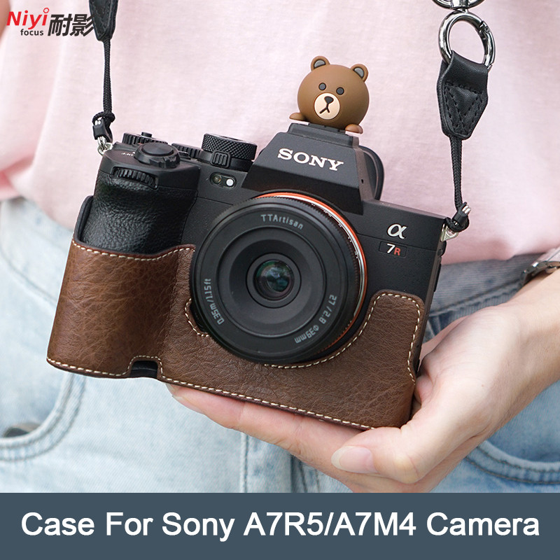 Sony A7CR A7C2 หนัง PU กล้องฐานกระเป๋าสําหรับ Sony A7R5 A7M4 Sony A7 Mark 4 IV A7R Mark V 5 ครึ่งปลอกกระเป๋า 1/4 สกรู