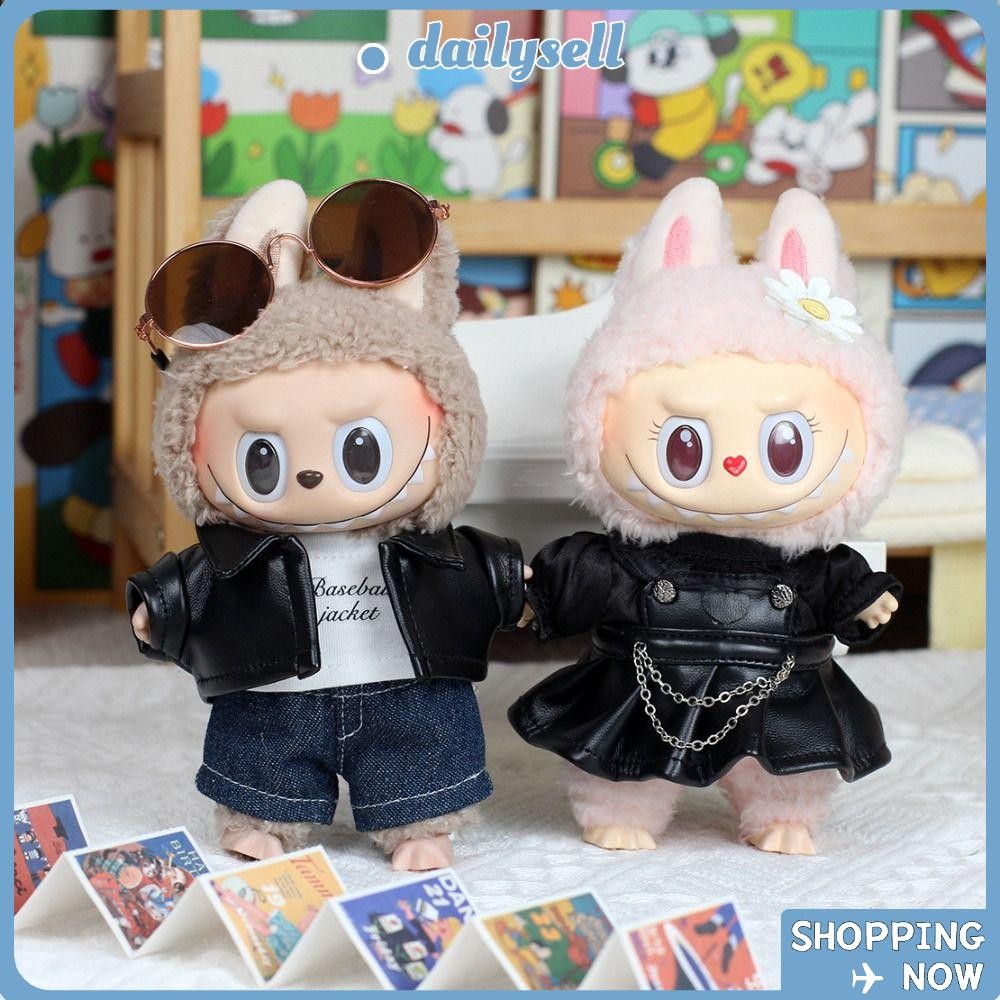 Daily กระโปรงเสื้อยืด Overalls ชุดน่ารักน่ารัก 17 ซม. Labubu ตุ๊กตาเสื้อผ้า, ของขวัญเด็กน่ารักคุณภาพสูงเสื้อผ้า DIY ชุด