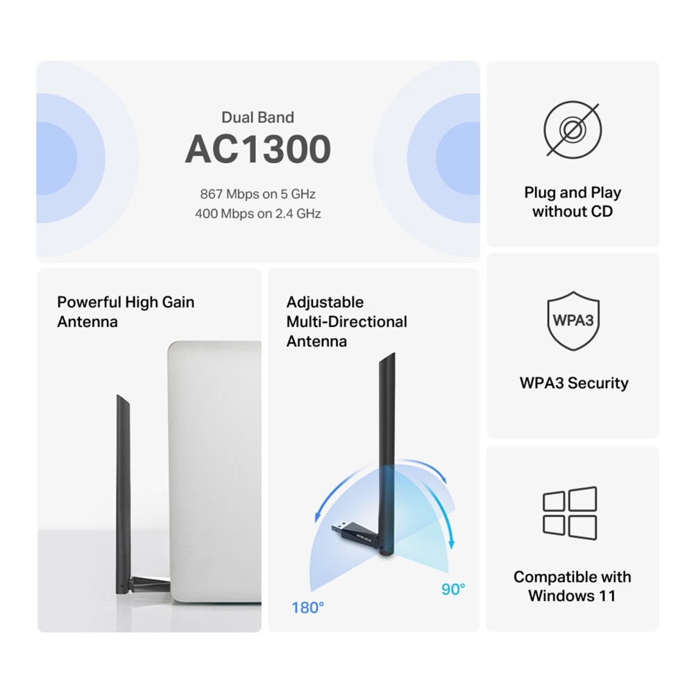 🛵มีส่งด่วน💨 Mercusys MA30H USB AC1300 Strong Dual Band Wi-Fi Speed รับประกัน 3 ปี