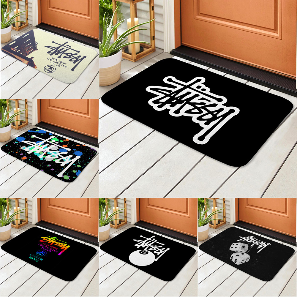 Art Stussy โลโก้ประตูพรมกันลื่น Pad ห้องน้ําอาบน้ําเสื่อกันลื่นพรม (60x40 ซม.)