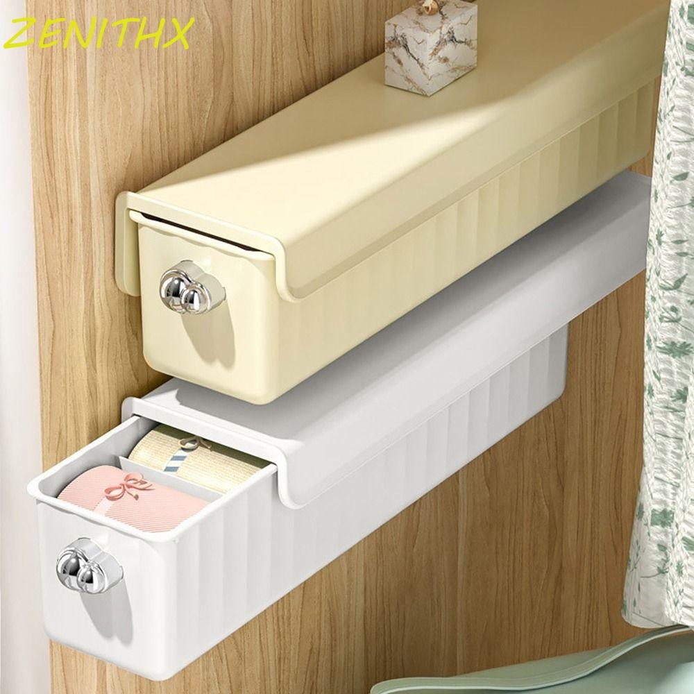 Zenithx กล่องเก็บชุดชั้นในติดผนัง, กล่องเก็บถุงเท้า Push-pull ความจุขนาดใหญ่, พลาสติกประหยัดประหยัดพื้นที่ที่เรียบง่าย Punch ฟรีชุดชั้นใน Organizer Bra