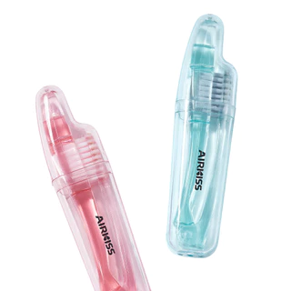 AIRKISS เดินทางแบบพกพาแปรงสีฟันพับได้ขนนุ่ ขนาดพกพา ใช้บนเครื่องบิน