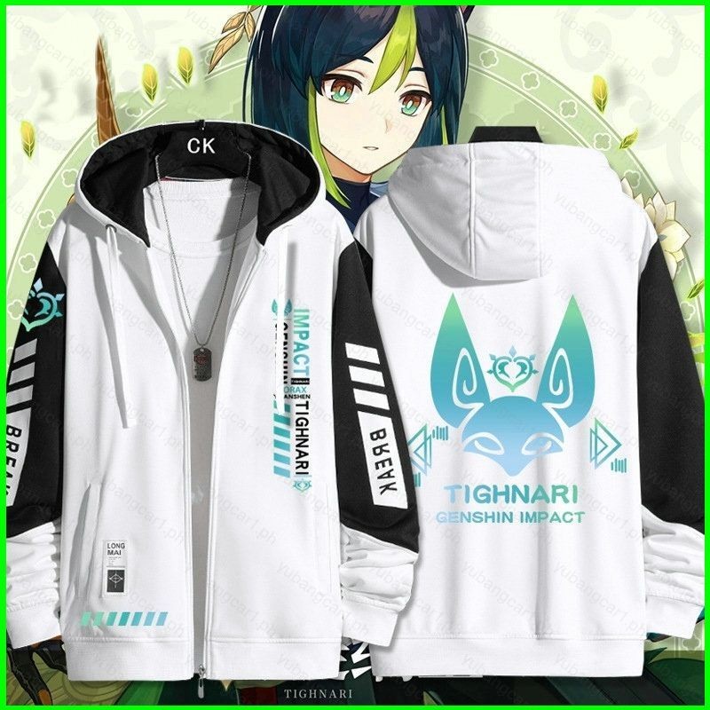 Yb1 Genshin Impact เกม Tighnari เสื้อซิป Hoodie เสื้อสเวตเตอร์ถักเสื้อกันหนาว Unisex แขนยาวคอสเพลย์