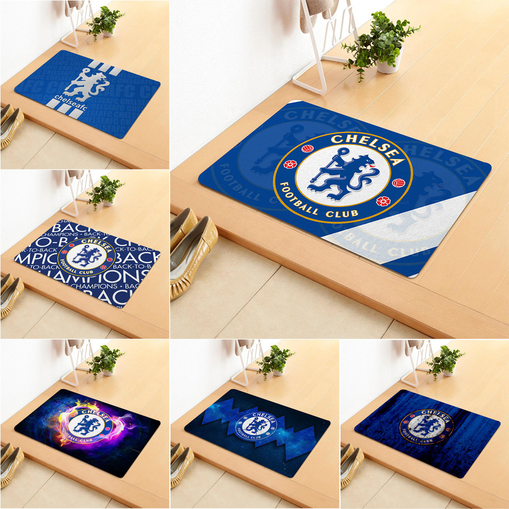 Chelsea FC Logo Door Mat Bathroom พรมปูพื้นกันลื่น Family Welcome พรมเช็ดเท้า (60x40 ซม.)