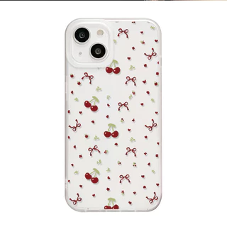 SUN เคสโทรศัพท์การ์ตูน Matte น้ำแข็ง Graffiti เชอร์รี่ ฝาครอบโทรศัพท์นุ่ม IP17 16 15 14 13 12 11ProMax Xr XsMax 7 8Plus
