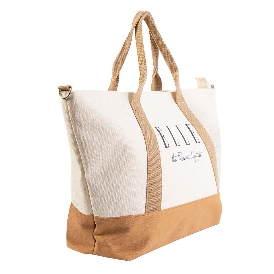 ELLE  กระเป๋าสะพายใบใหญ่ ผ้า CANVAS ติดซิป มีให้เลือก 2 สี รุ่น H8H008
