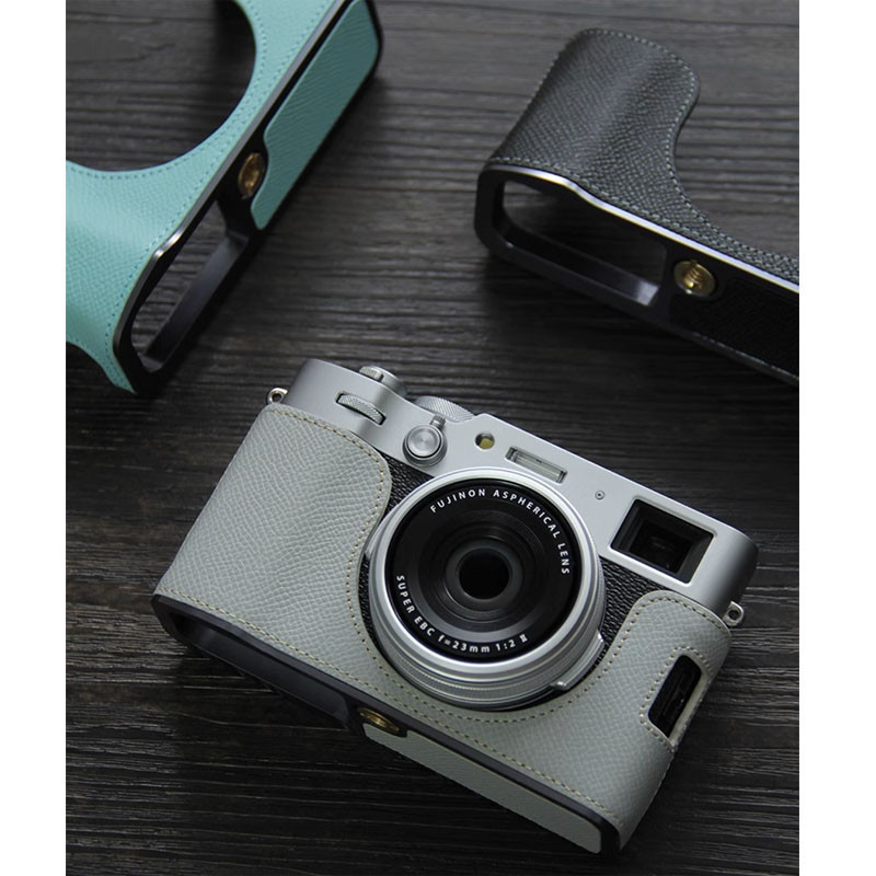 X100vi X100V ปลอกกระเป๋ากล้อง Handmade PU หนังกล้องครึ่งสําหรับ Fujifilm X100V X100VI ฝาครอบ