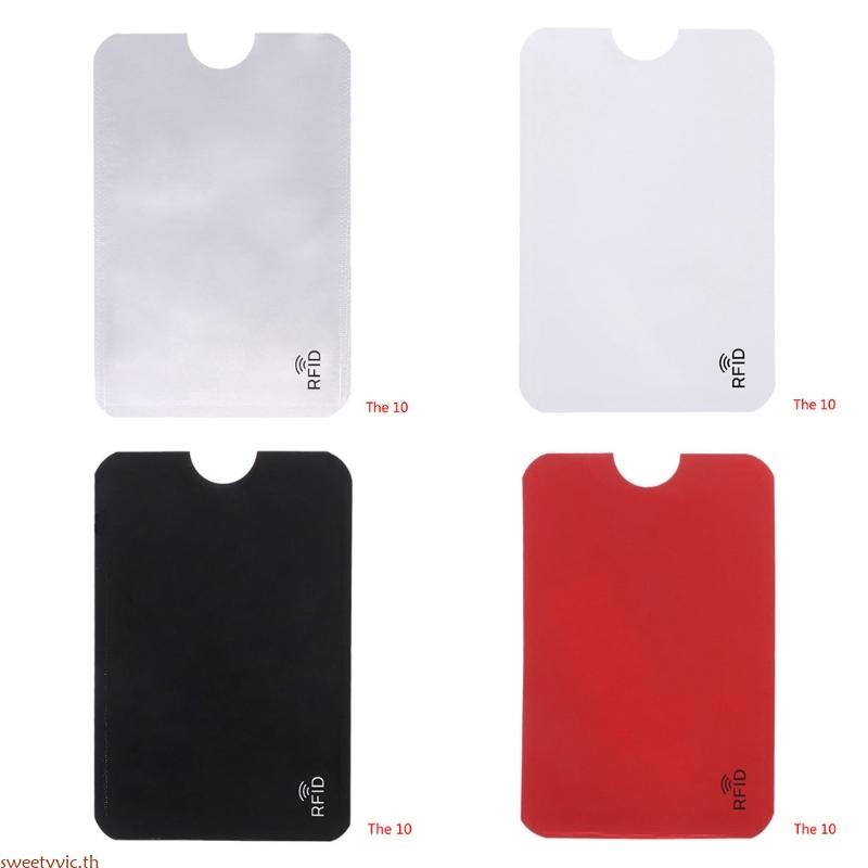 Sweety 10 ชิ้นตัวป้องกันบัตรเครดิต Secure Sleeve RFID Blocking ID Holder ฟอยล์โล่