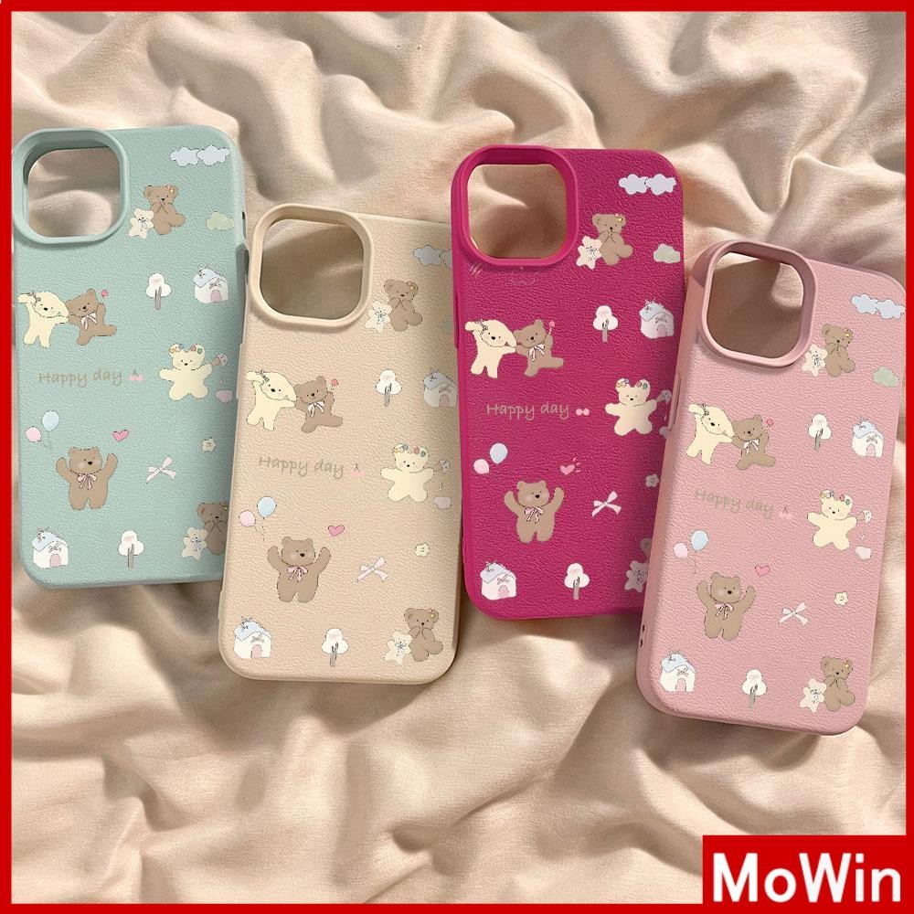 Movin - เคส iPhone 16 Pro Max iPhone 11 เคสหนังเนื้อนิ่มสีแคนดี้ TPU หมีสีสันสดใสน่ารัก Compatible With iPhone15 Pro max 14 13 12 Pro max XS XR 7 Plus 8 Plus