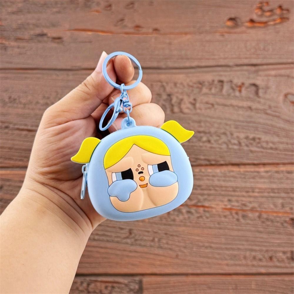 Ivory The Powerpuff Girls Doll Pendant, Silica Gel Backpack Pendant Cartoon Silicone Coin Purse, Portable Anime Figure Popmart Kawaii Crybaby Doll Key Ring Kids