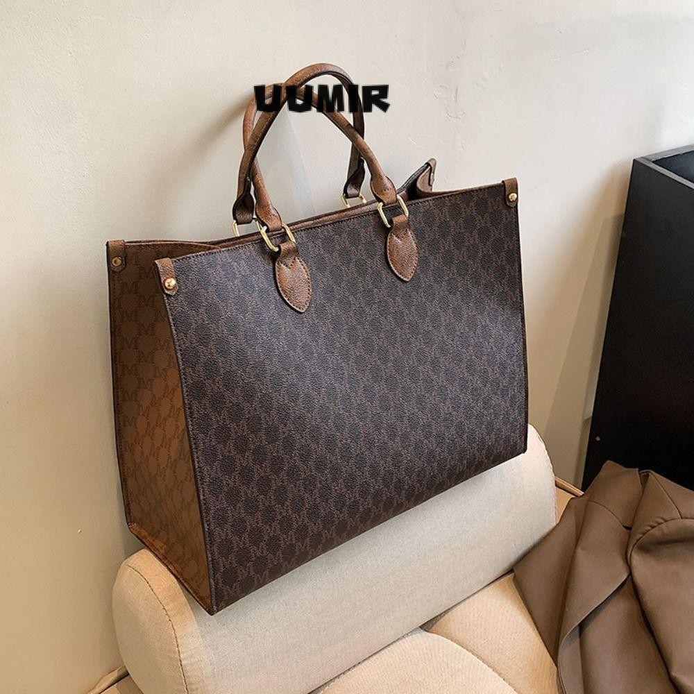 Tote Bag กระเป๋าสะพายหนัง PU ความจุขนาดใหญ่ กระเป๋าคอมมูติ้งลําลองด้าน