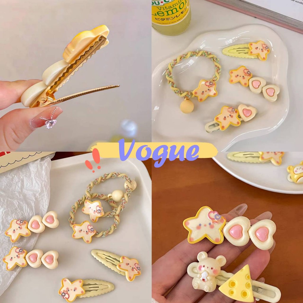 Vogue พร้อมส่ง ยางรัดผม กิ๊บลายดาว ยืดหยุ่นสูง ทนทาน (TM-5)