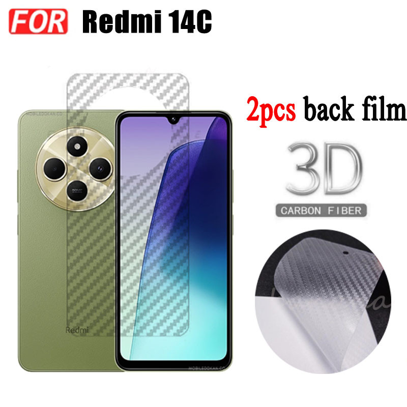 2 ชิ้น Redmi 14C 13C Redmi 13 4G 5G คาร์บอนไฟเบอร์ฟิล์มด้านหลัง