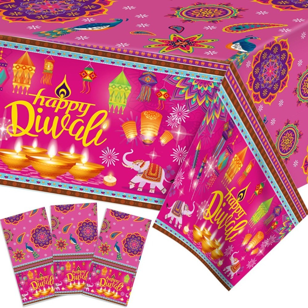 ใหม่ Diwali ผ้าปูโต๊ะ 130 * 220 ซม. Deepavali เทศกาลตกแต่งรายการผ้าปูโต๊ะ PE