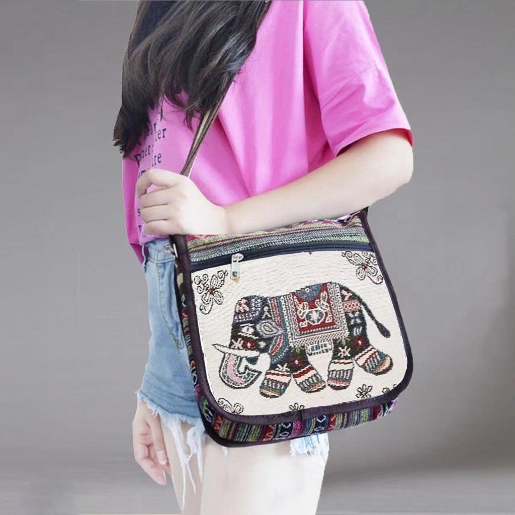 【พร้อมส่ง】miss bag fashion กระเป๋าสะพาย ย้อนยุคเย็บปักถักร้อยความจุขนาดใหญ่
