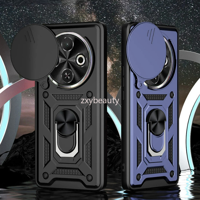 Tecno Spark 30C 30 Pro 2024 5G 4G กรณีกันกระแทกเกราะแหวนแม่เหล็กผู้ถือปลอกสําหรับ Spark30C Spark30 Spark30Pro 30Pro Push ดึงกล้องฝาครอบป้องกัน