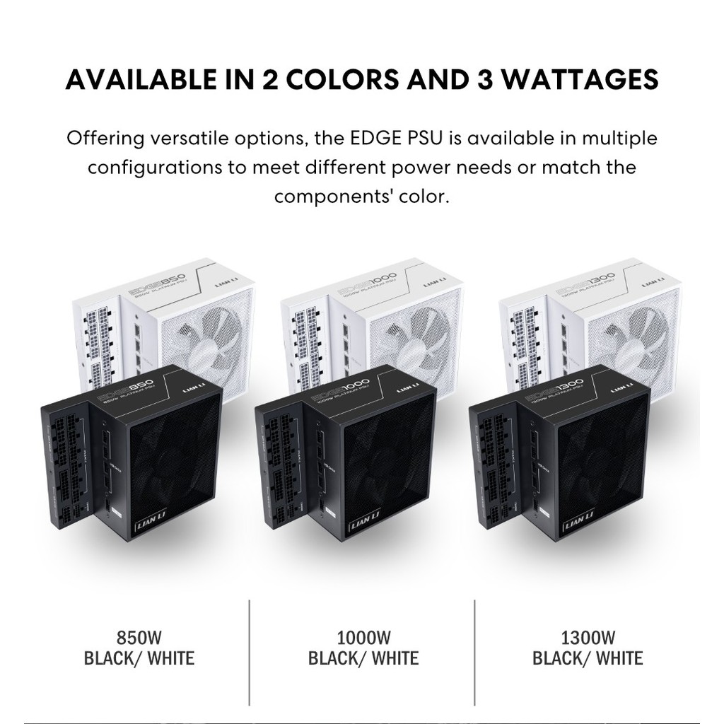 ส่งด่วน PSU LIAN LI Edge EG1300 Black/White 1300W 1000W 850W Cybenetics Power Supply - Platinium
