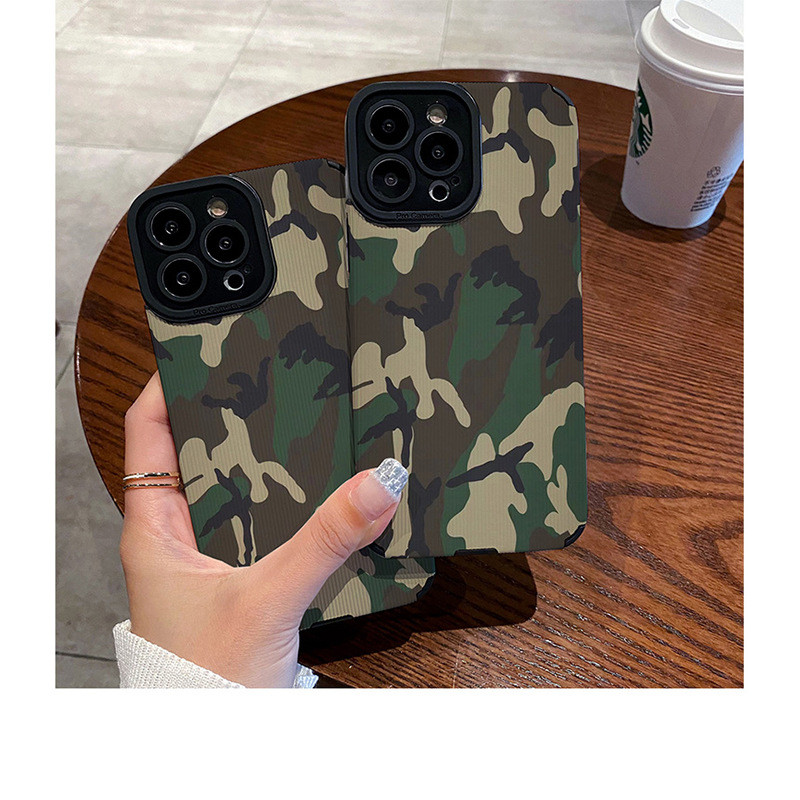 อินเทรนด์camouflageเหมาะสําหรับapple 16/15PROMAXเคสโทรศัพท์14Pro/11/12/7/8ส่วนบุคคลกรณีiPhone 13promax Creative Artistic Sense XS/XR High-Endรวมทุกอย่างกรณีนุ่ม