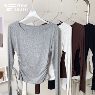 YOGATRUTHSports Top Ribbed เซ็กซี่ด้านข้างจีบน้ําหนักเบาแขนย…