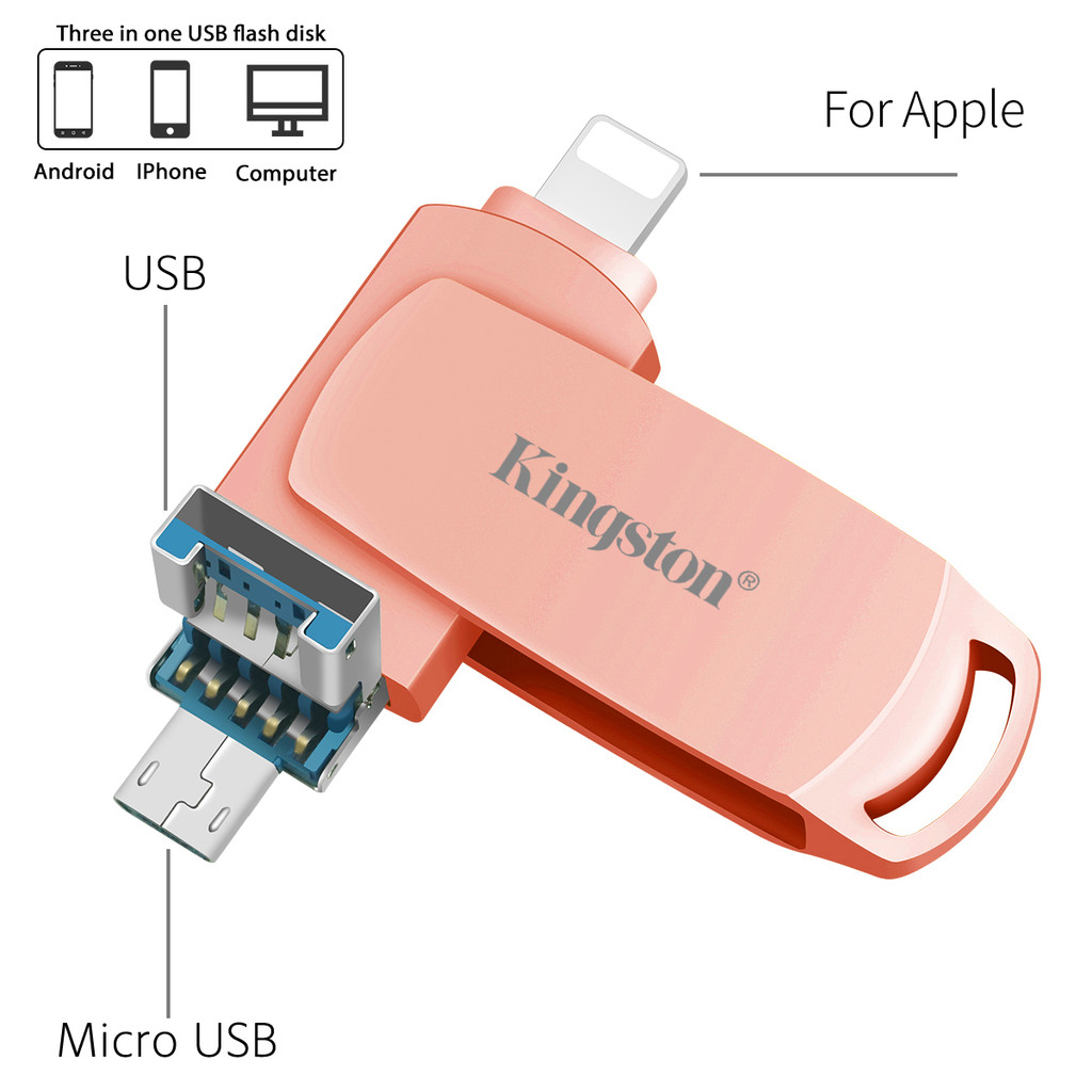 Kingston 2TB ความจุขนาดใหญ่เหมาะสําหรับ iPhone Android usb3.0 แฟลชไดรฟ์ความเร็วสูงแท่งหน่วยความจําภายนอก 1TB OTG