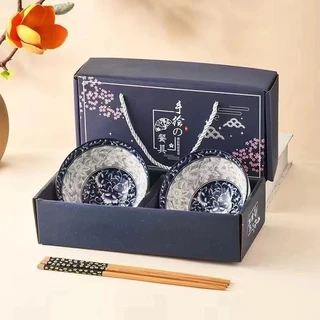 ชุดชามเซรามิก ลายใหม่ 2025 พร้อมตะเกียบ เซ็ตของขวัญ ที่ระลึกเพ้นท์ลายสวยๆ 🎁พร้อมส่ง
