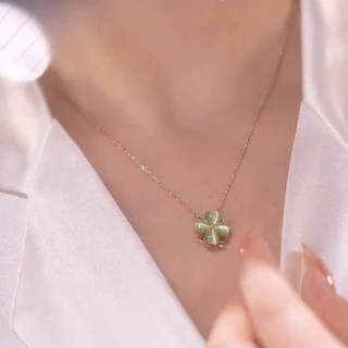 หมุนได้สีเขียวโคลเวอร์สี่ใบสร้อยคอผู้หญิงเหล็กไทเทเนียมที่เรียบง่ายโอปอลรักแหวนต่างหูสตั๊ดชุดอุปกรณ์เสริมของขวัญขายส่ง