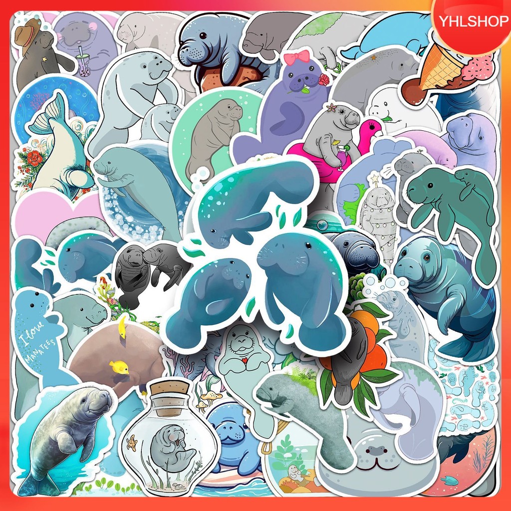 🎭พร้อมส่ง🎭 50แบบ สัตว์น้ำ การ์ตูน พะยูน แมนนาที manatee dugong sticker  cartoon animal marine