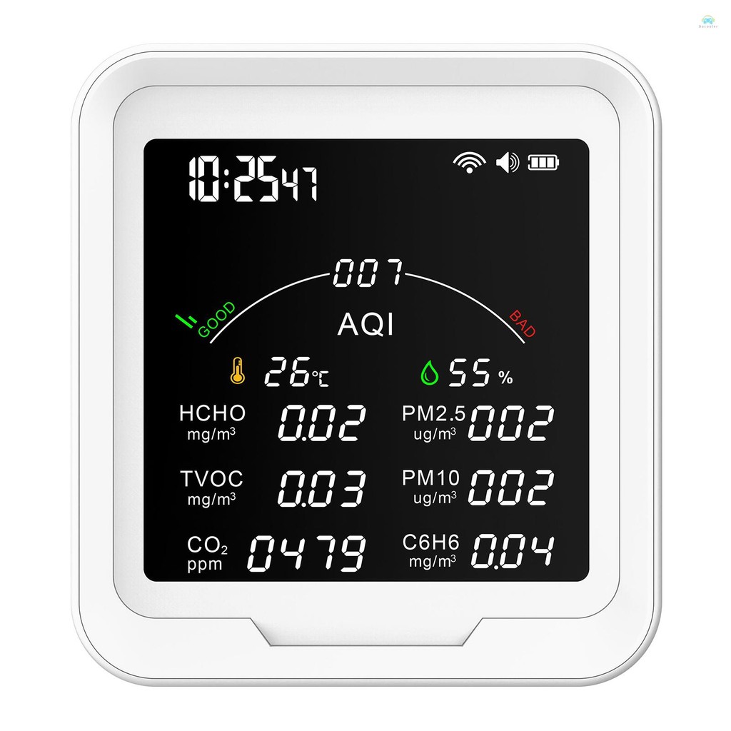 Yb1 Air Quality testerPortable Air Quality Meter HCHO/TVOC/CO2/PM2.5/PM10/AQI/C6H6 อุณหภูมิและความชื