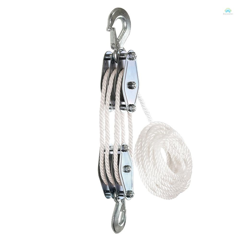 Yb1 ลูกรอกเชือก270° หมุนได้เชือกรอกบล็อกตะขอโลหะผสมสังกะสีมือถือเครนหนักโพลีเอทิลีนเชือกรอกคู่มืออุป