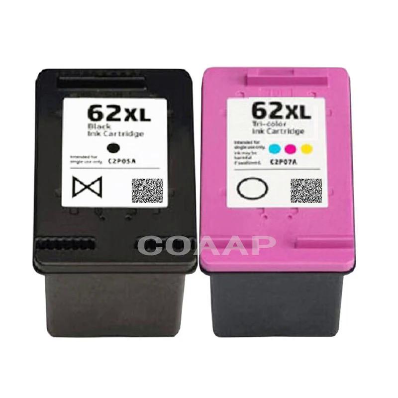 2 Replacement hp62 Refilled Ink Cartridge for HP 62XL ENVY 5640 5642 5643 5644 5646 e-All-in-One Pri