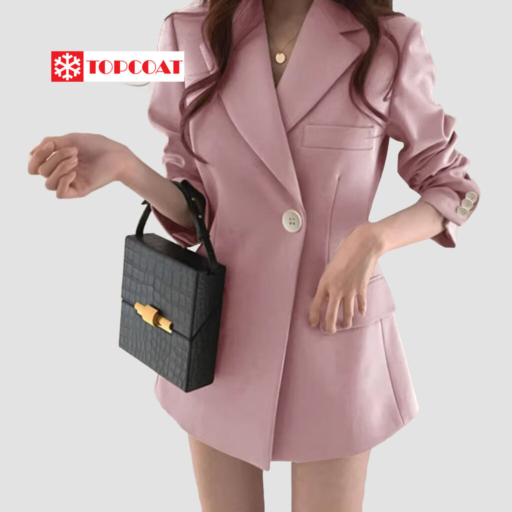 TOPCOAT เดรสสูท สูทเดรส สีดำ สีน้ำตาล สีชมพูพาสเทล สีครีม (1 ตัว) Size : S-3XL