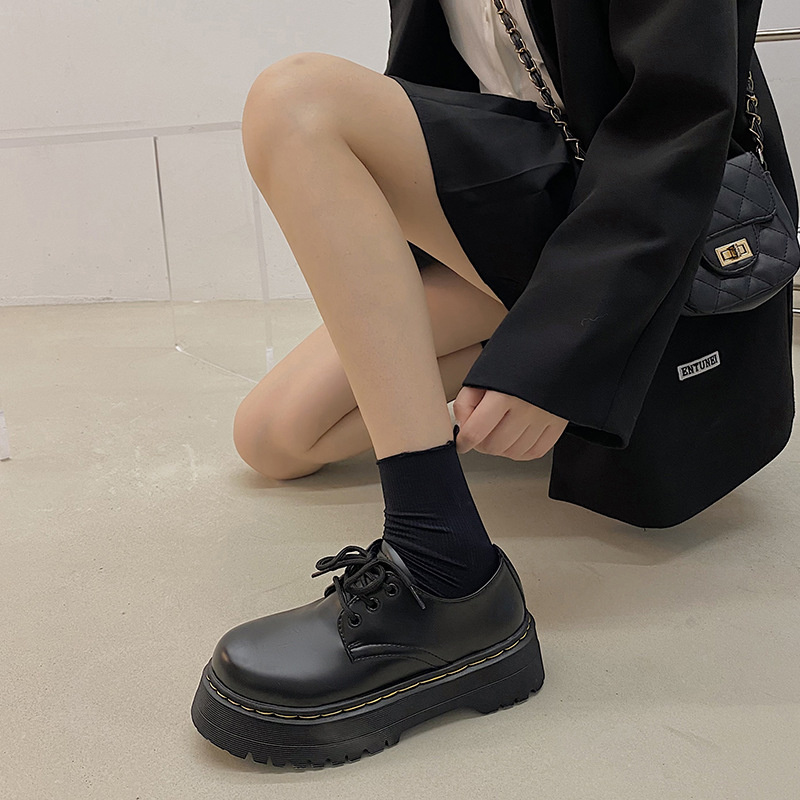 Rosé Martin Oxford รองเท้า Low Cut คุณภาพสูงหนังเรียบรองเท้าหนังขนาดเล็ก 5 ซม.สไตล์วินเทจ MR17 Tiemg