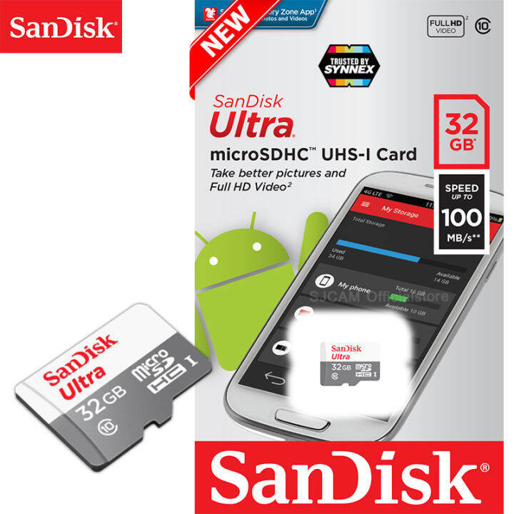 32GB 64GB 128GB MICRO SD CARD (ไมโครเอสดีการ์ด) SANDISK ULTRA SDXC CLASS 10 โทรศัพท์ (SDSQUNR)