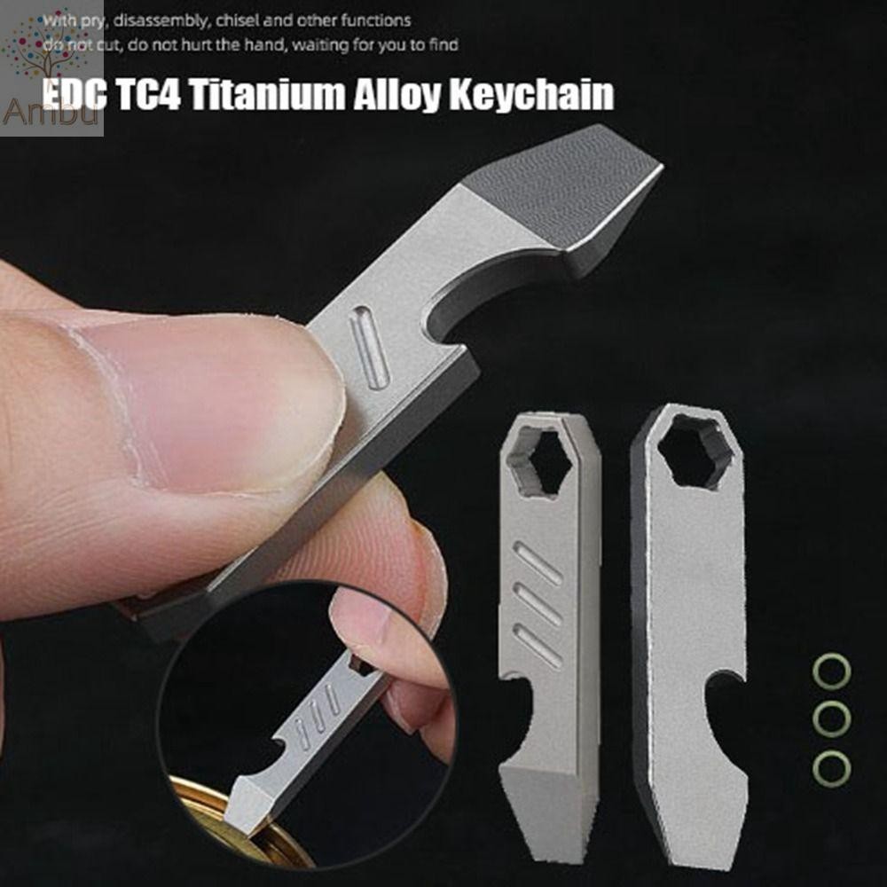 Ambu เครื่องมือหลายกลางแจ้ง, Silver Multi Pocket EDC พวงกุญแจ, คุณภาพสูง TC4 ไทเทเนียมจี้พวงกุญแจเครื่องมือกลางแจ้ง